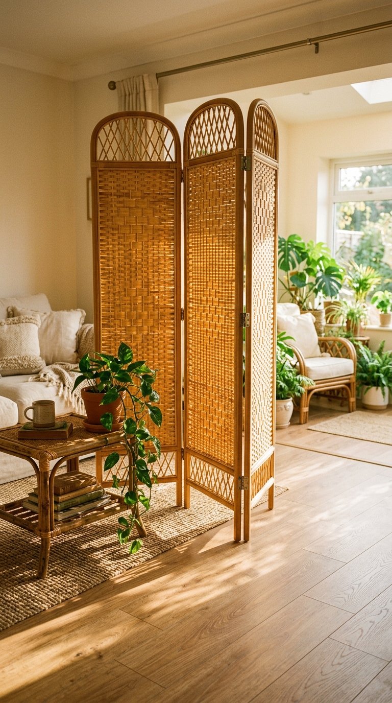 Use a Rattan or Woven Screen Panel
