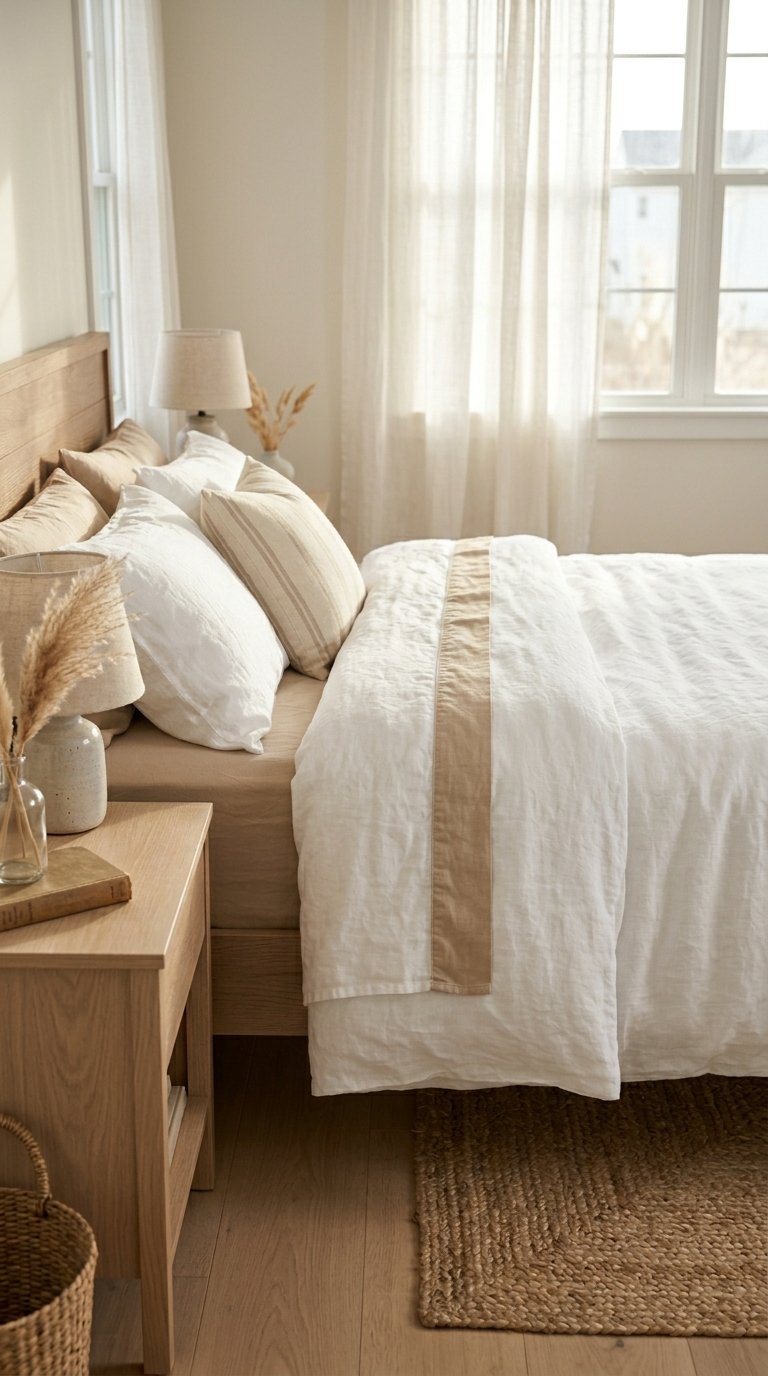 Use a Sand or Driftwood Tone for Your Sheet Set