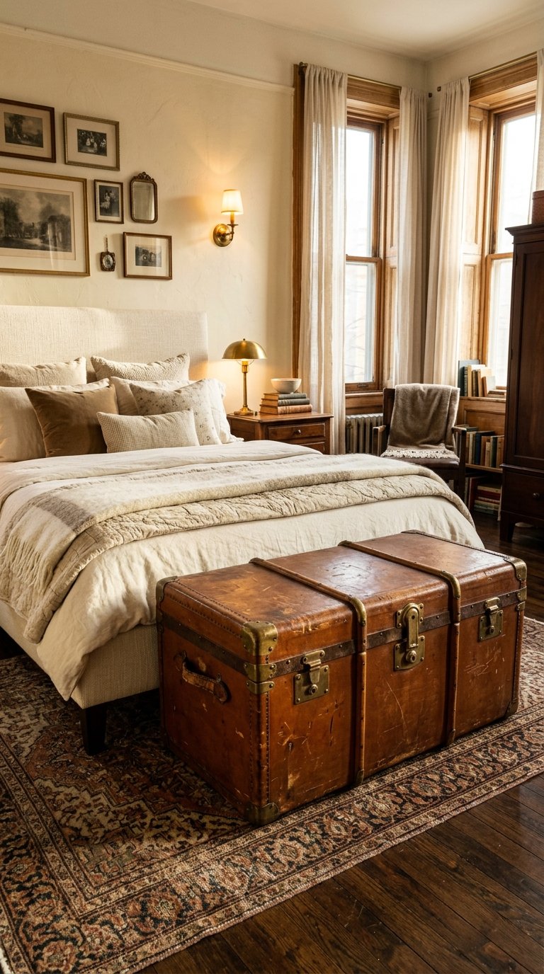 Use a Vintage Trunk as a Bedroom Bench