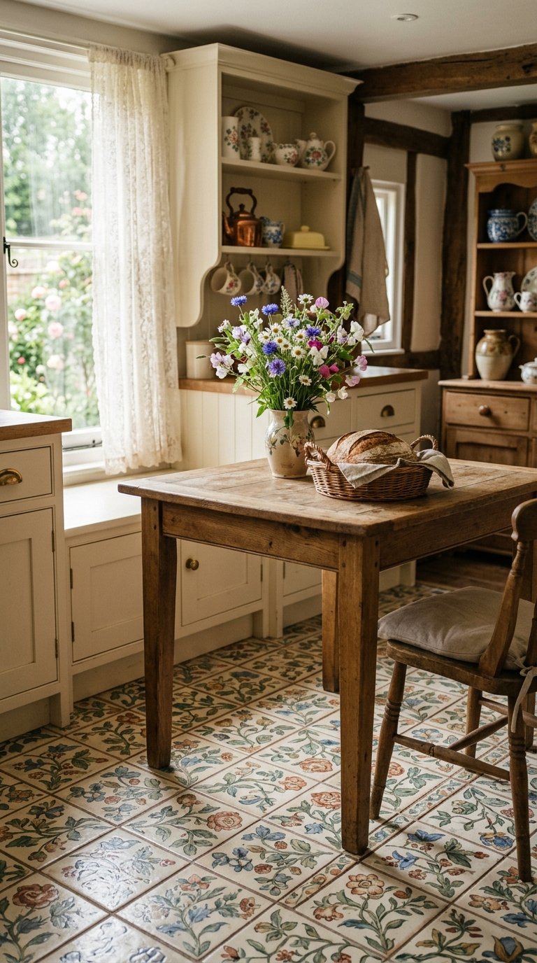 Vintage-Inspired Floral or Botanical Tile