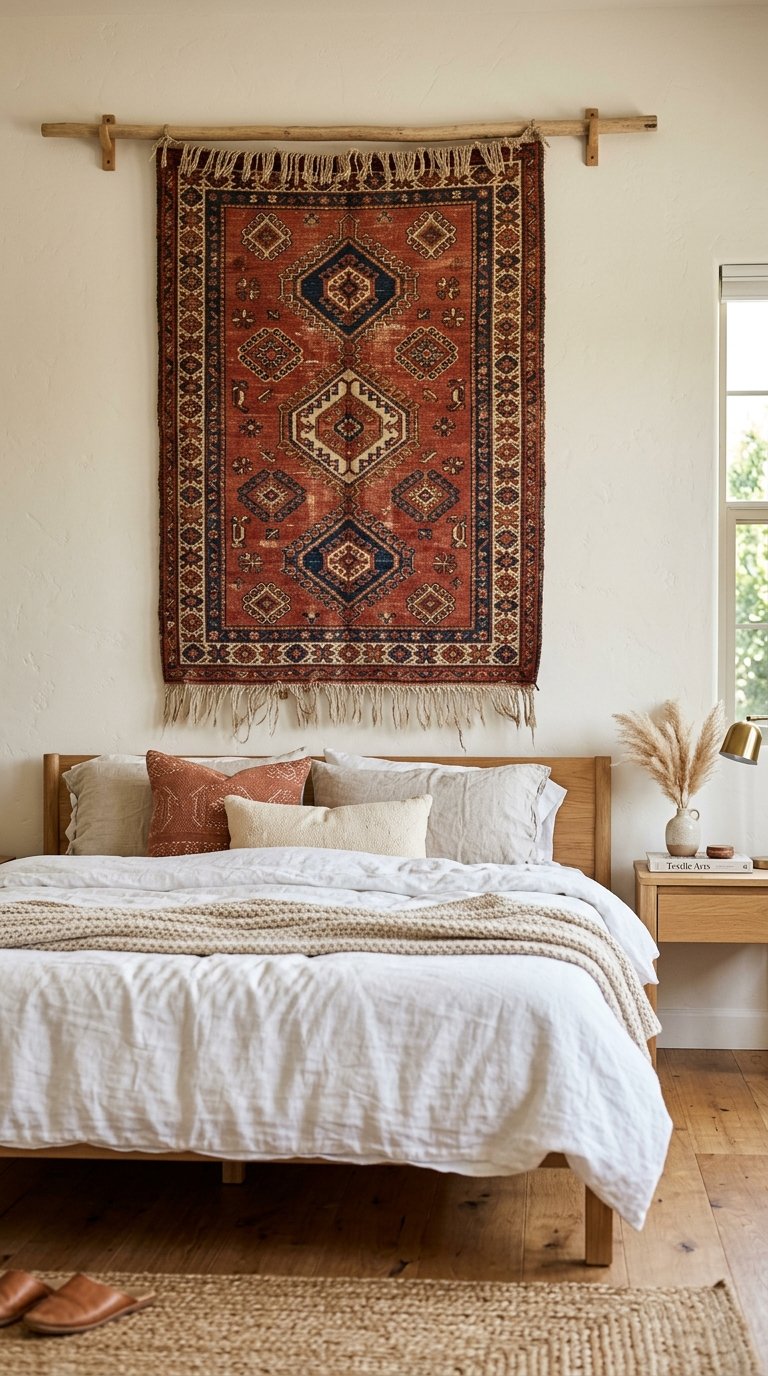 Vintage Rug Hung as a Wall Textile