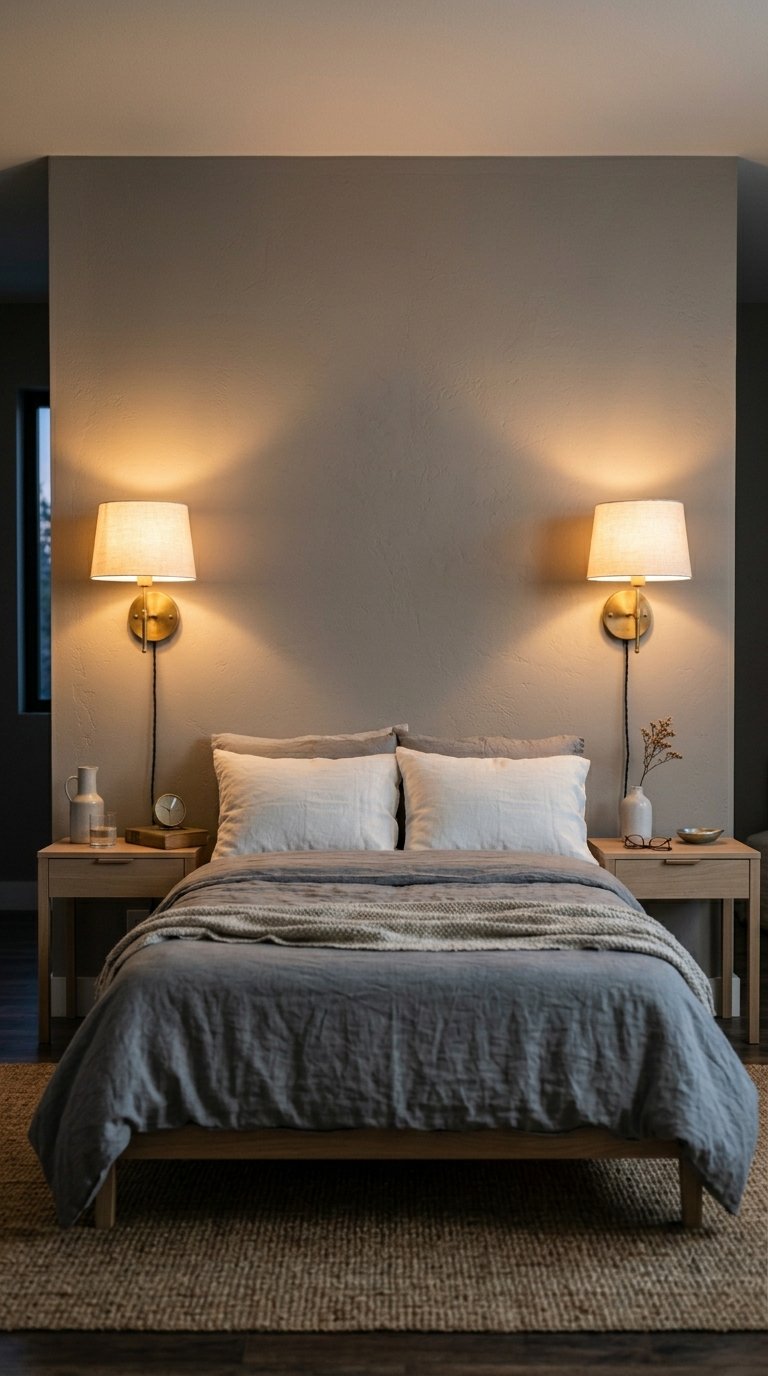 Wall-Mounted Sconces on Either Side of the Bed