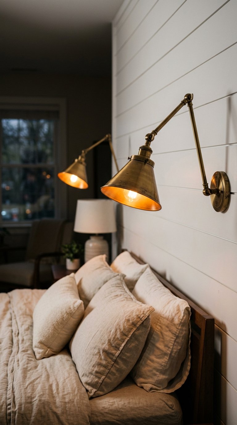 Wall Sconces on Either Side of the Bed for Pottery Barn Lighting Style