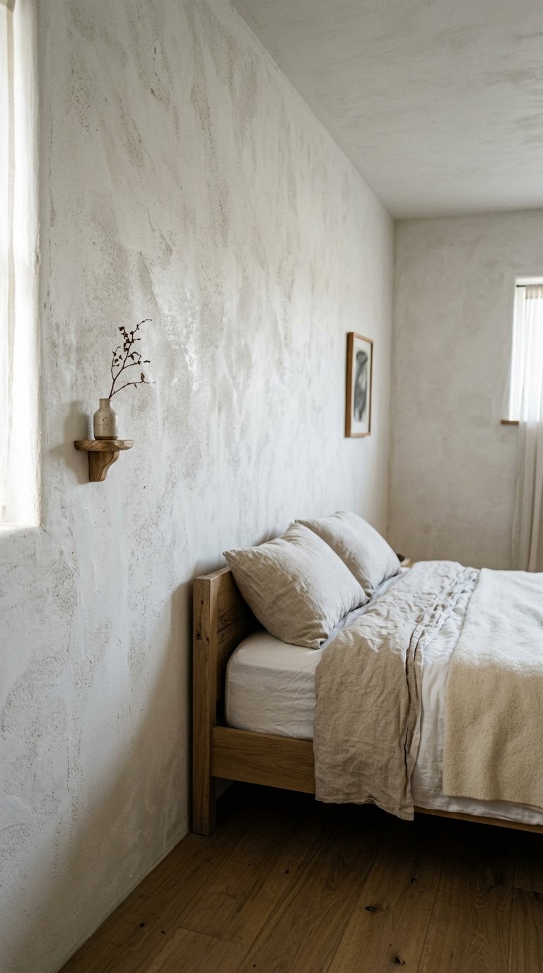 White Plaster or Limewash Textured Wall Finish