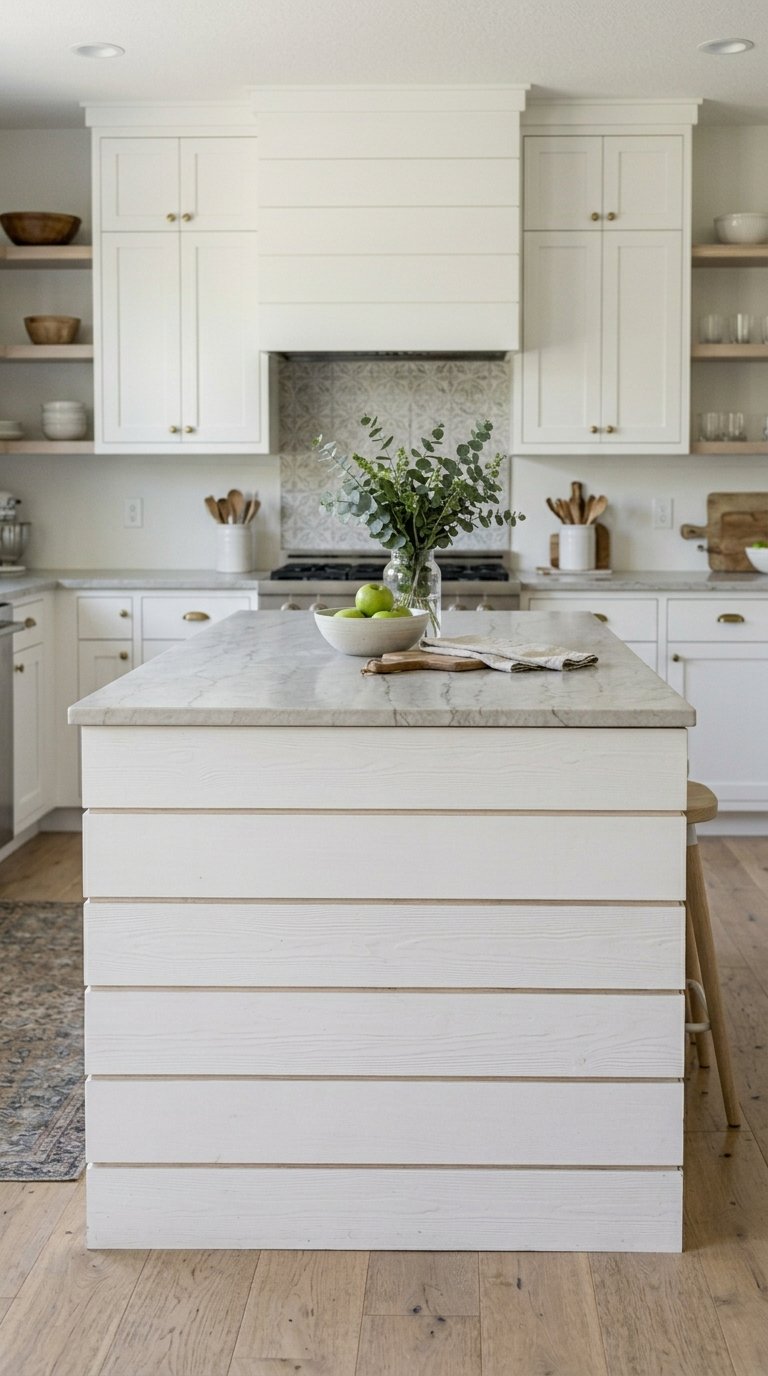 White Shiplap Island Base