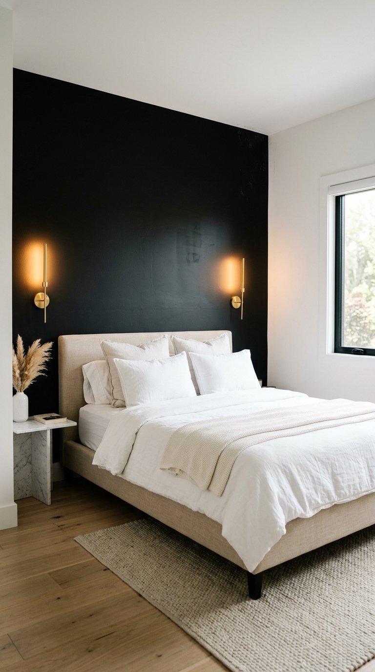 White Walls With a Single Black Accent Wall