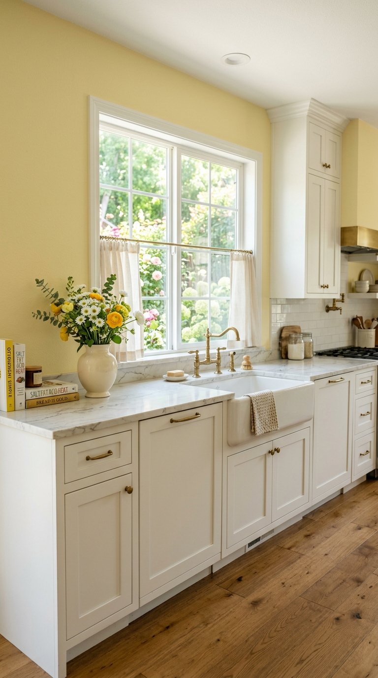Yellow Kitchen Walls With White Cabinets