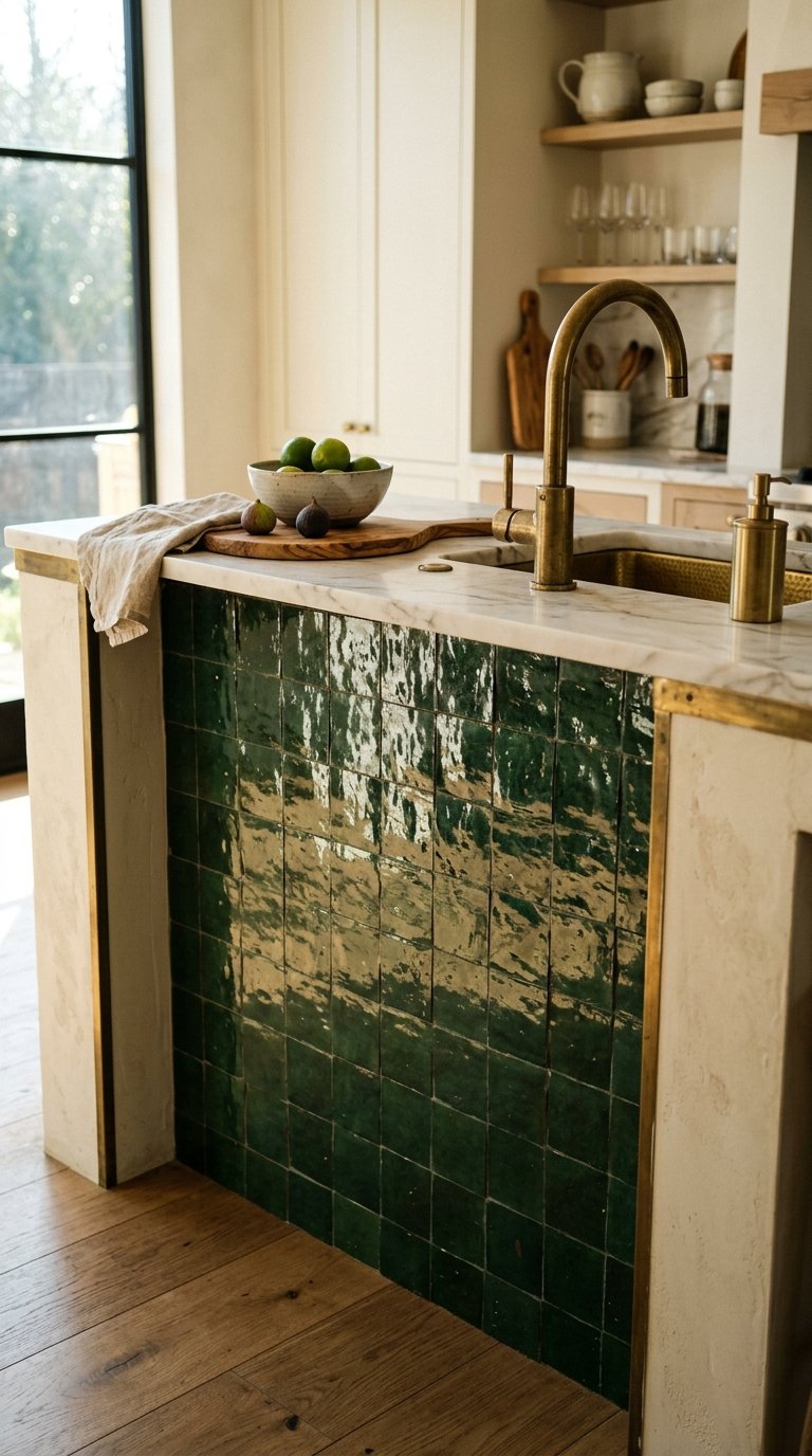 Zellige or Hand-Made Ceramic Tile Back Panel