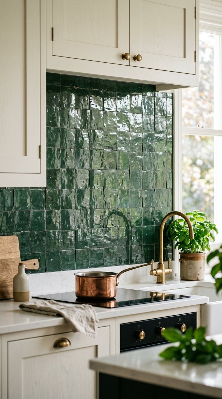 Zellige or Hand-Made Ceramic Tile Backsplash