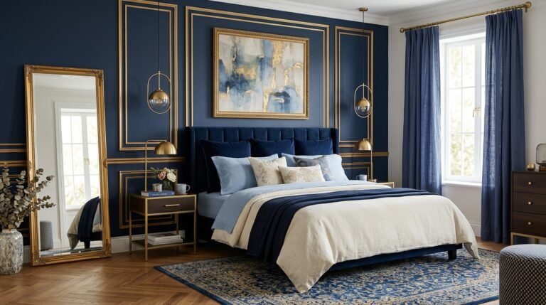 blue and gold bedroom ideas