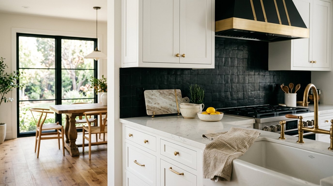 kitchen with black backsplash ideas