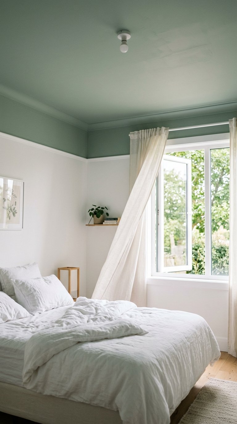 oft Sage Green Ceiling With White Walls