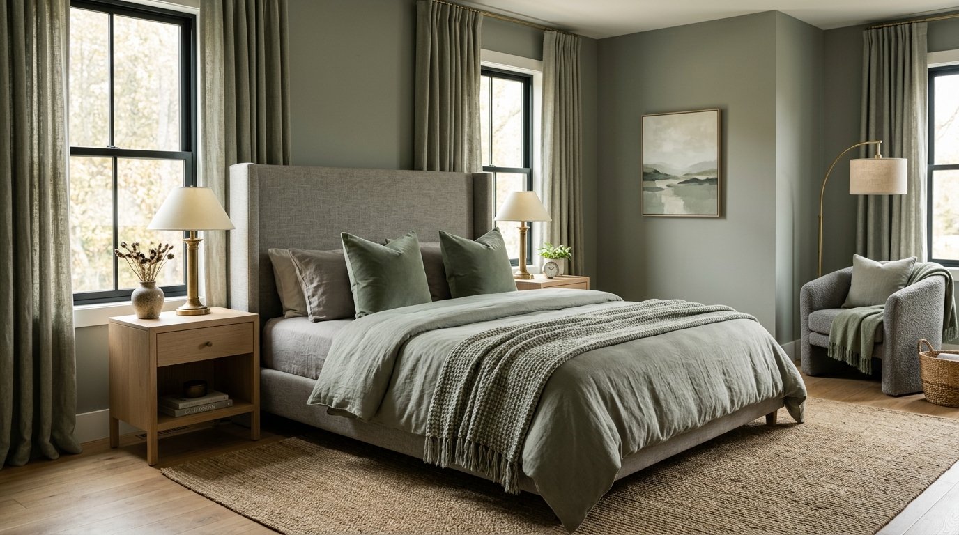sage green and grey bedroom ideas