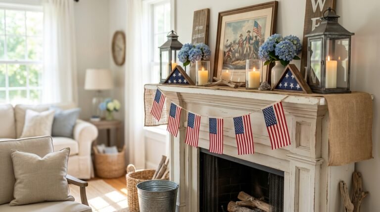 4th of july mantel decor