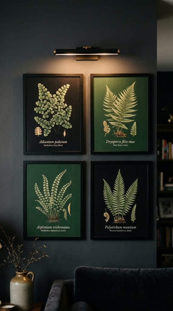 Add Botanical Prints With Dark, Dramatic Backgrounds