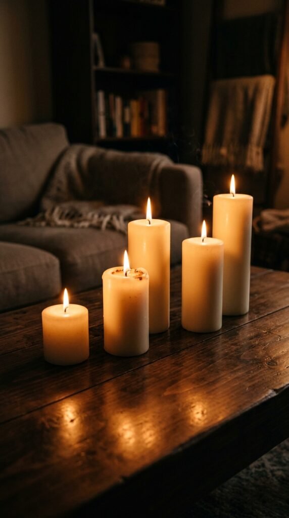 Add Candles in Varying Heights for Ambient Glow