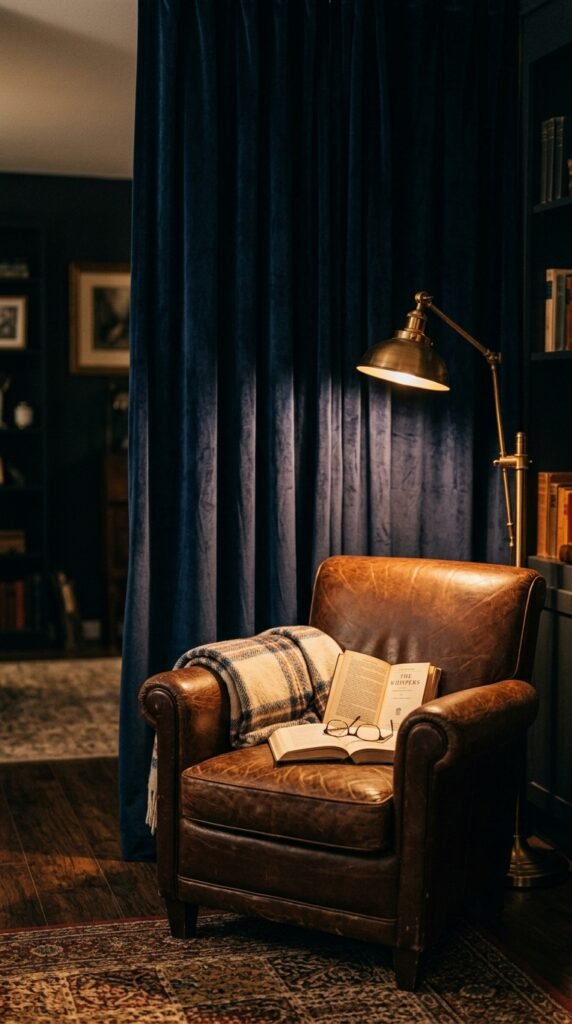 Add Dramatic Drapery Behind a Reading Chair