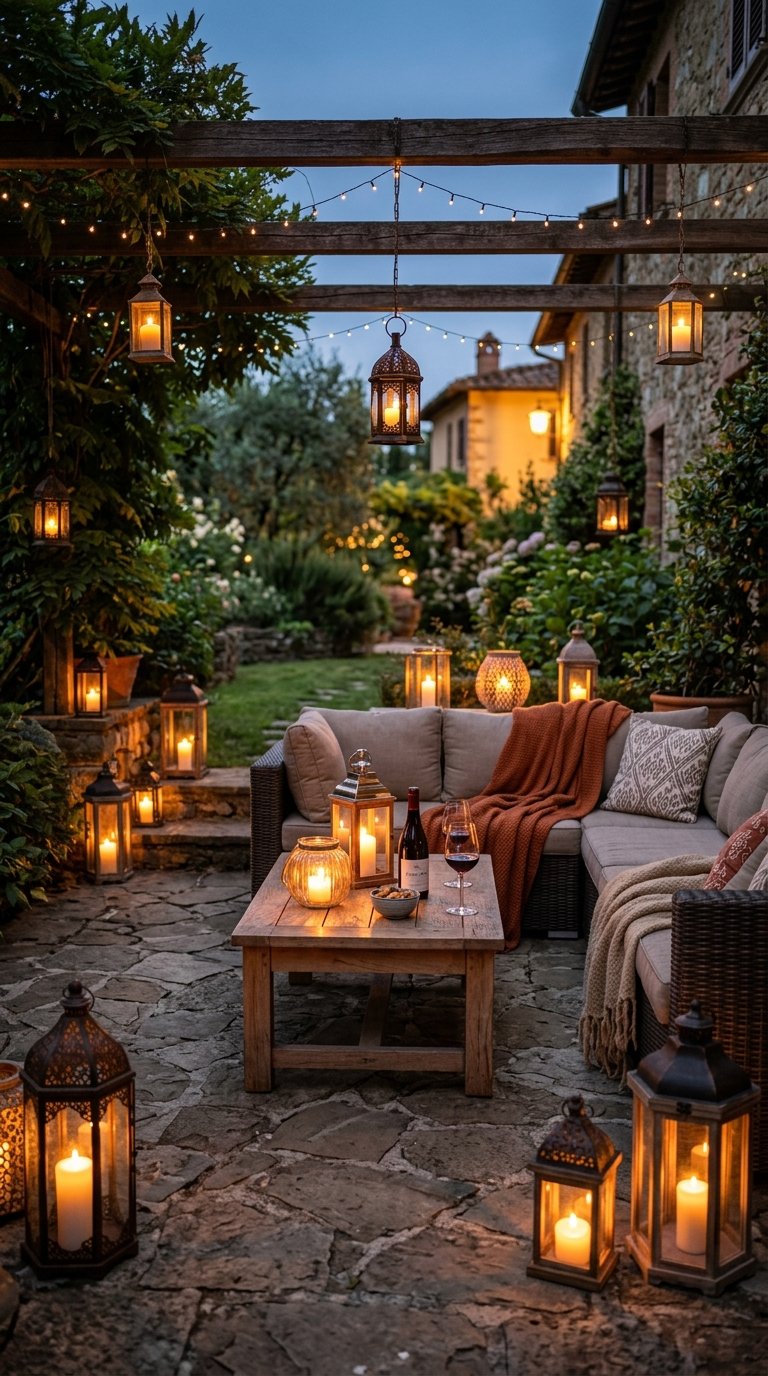 Add Lanterns in Multiple Sizes for Evening Ambiance