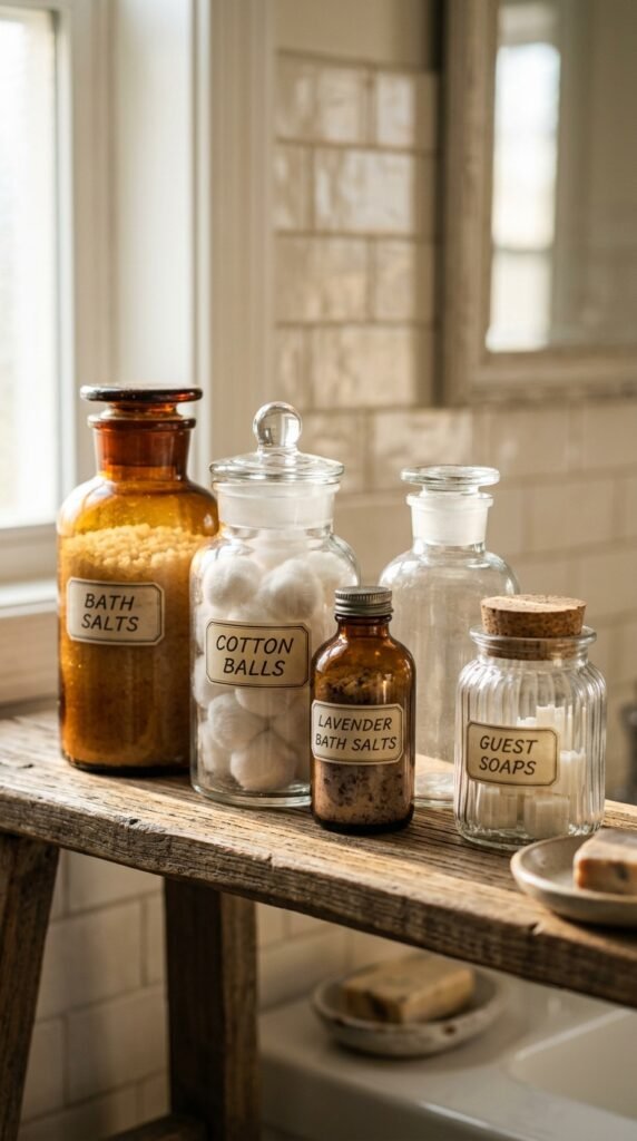 Add Vintage Glass Bottles and Apothecary Jars
