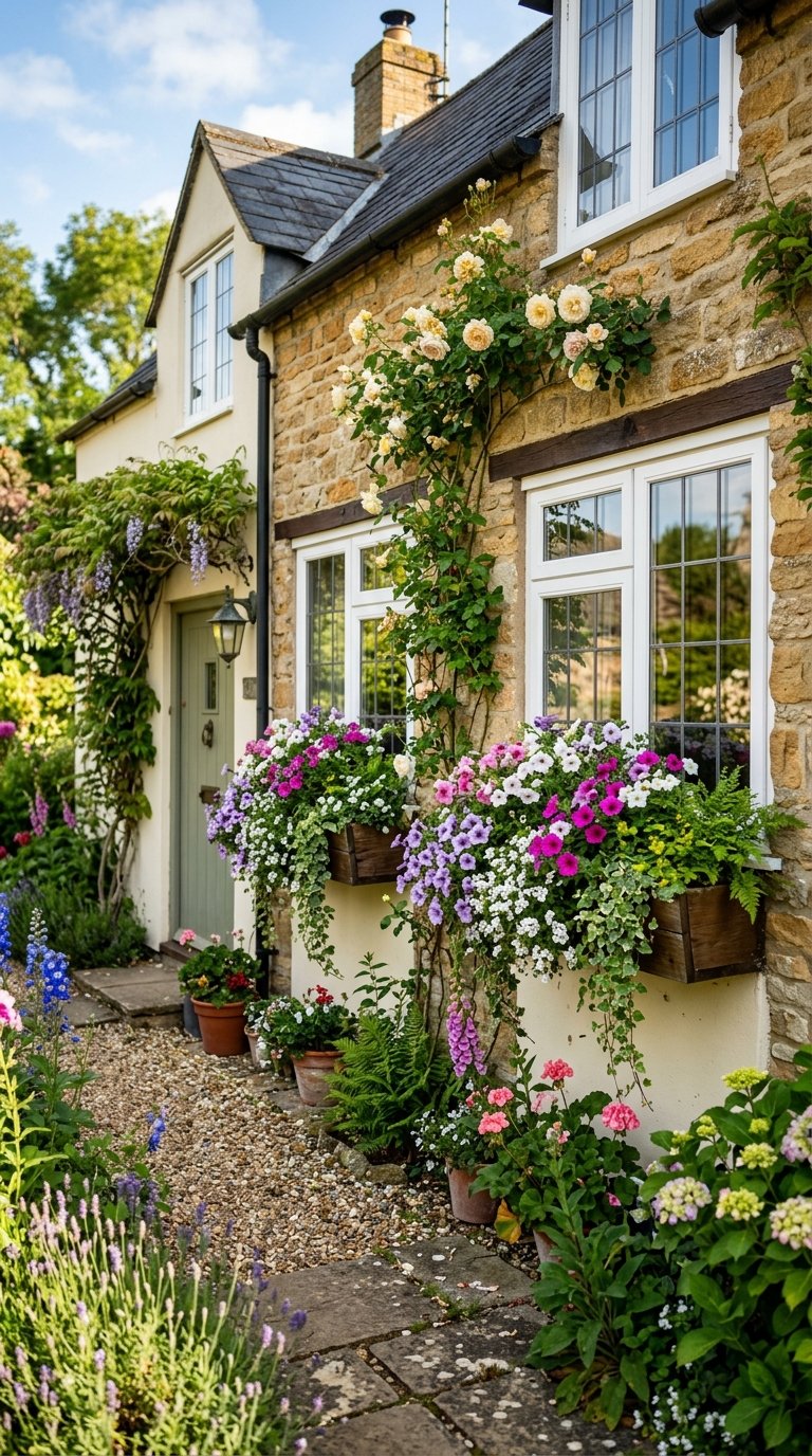 Add Window Boxes With Trailing Flowers