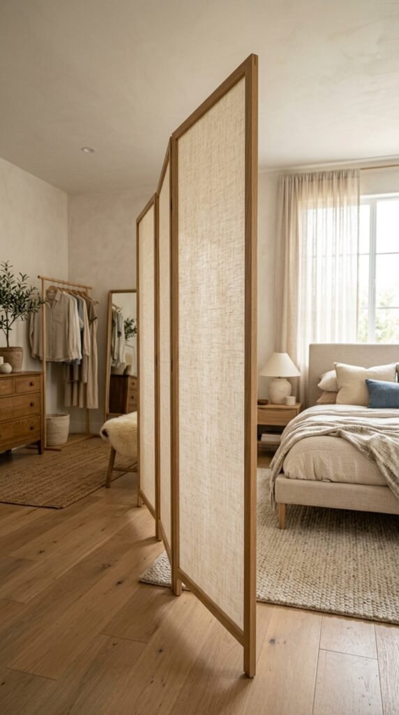 Add a Canvas or Linen Room Divider for Flexible Zoning