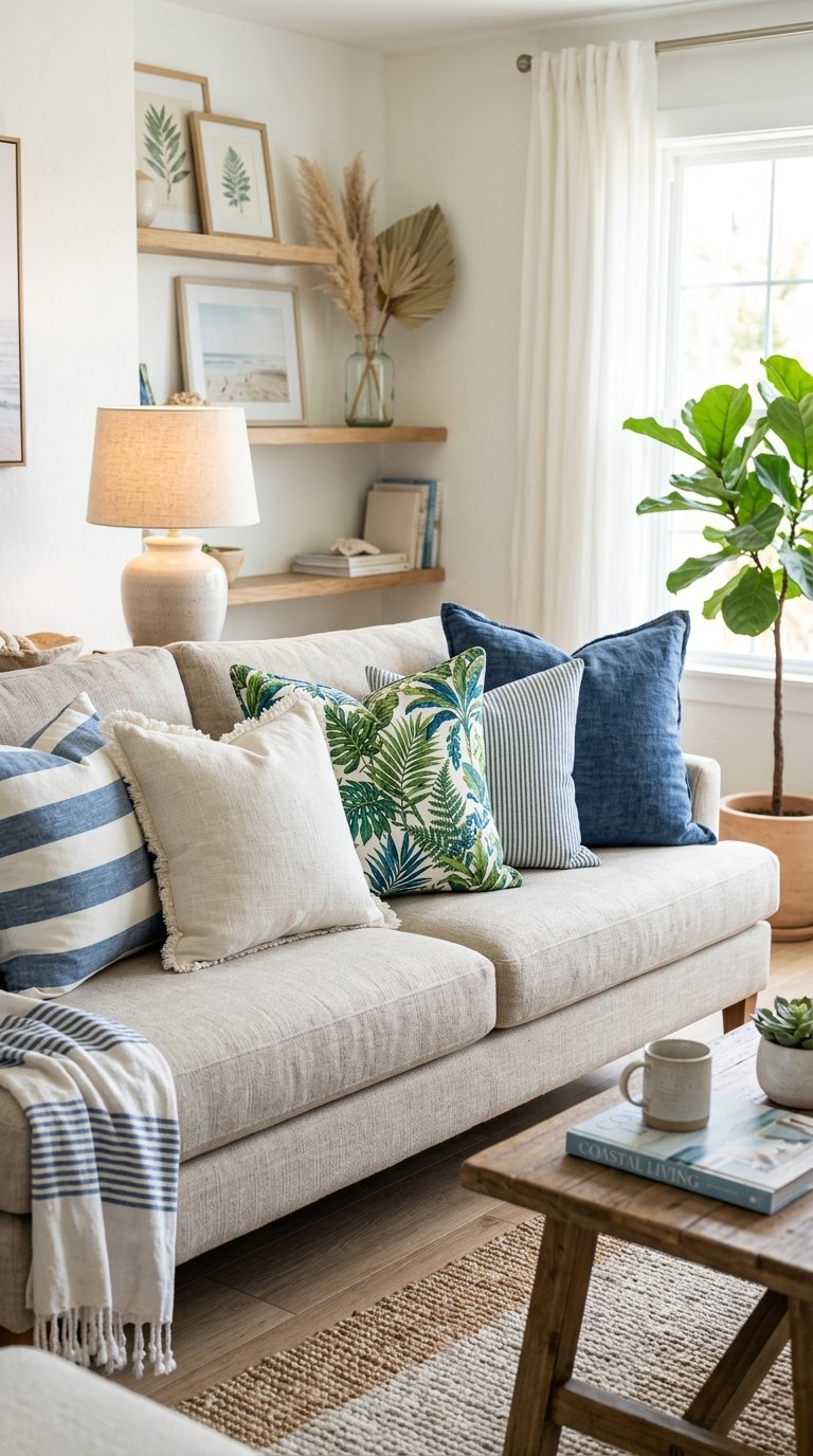 Add a Coastal or Tropical Throw Pillow Mix