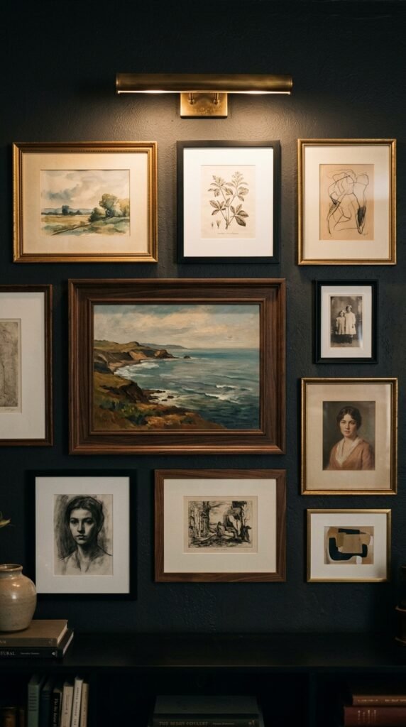 Add a Gallery Wall With Mixed Dark Frames
