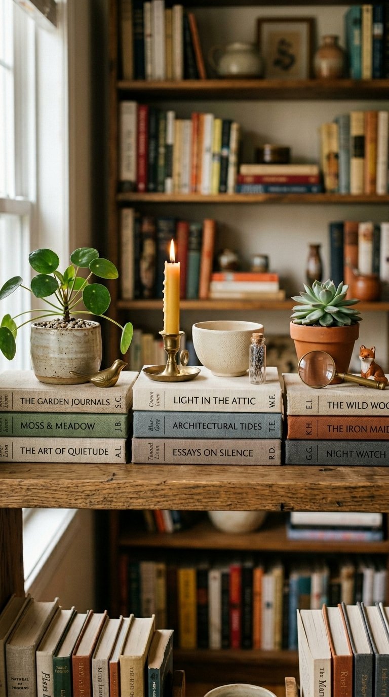 Stack Books Horizontally on Lower Shelves