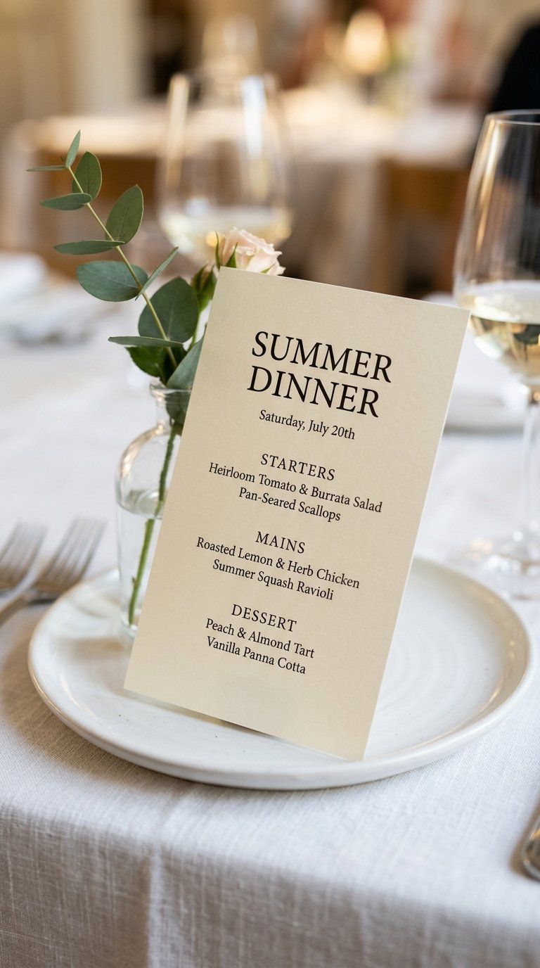 Add a Personalized Menu Card at Each Place Setting