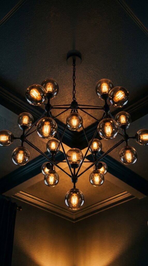 Add a Statement Chandelier or Pendant With Warm Bulbs