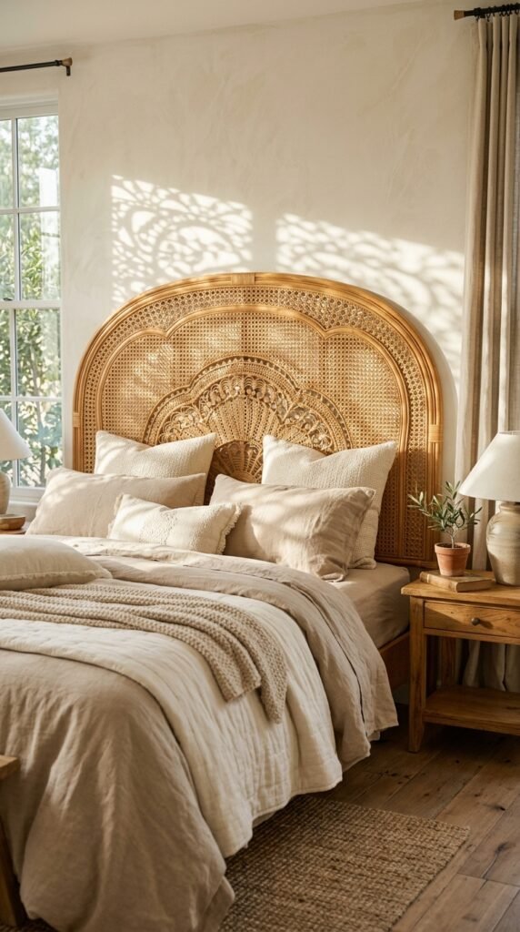 Add a Statement Headboard in Cane or Rattan