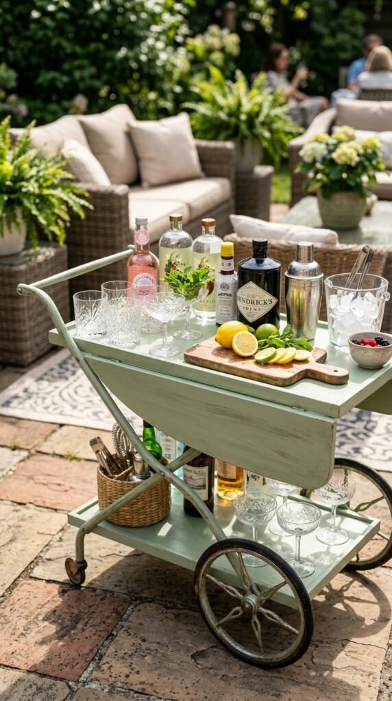 Add a Vintage Cart or Cooler as a Bar Cart
