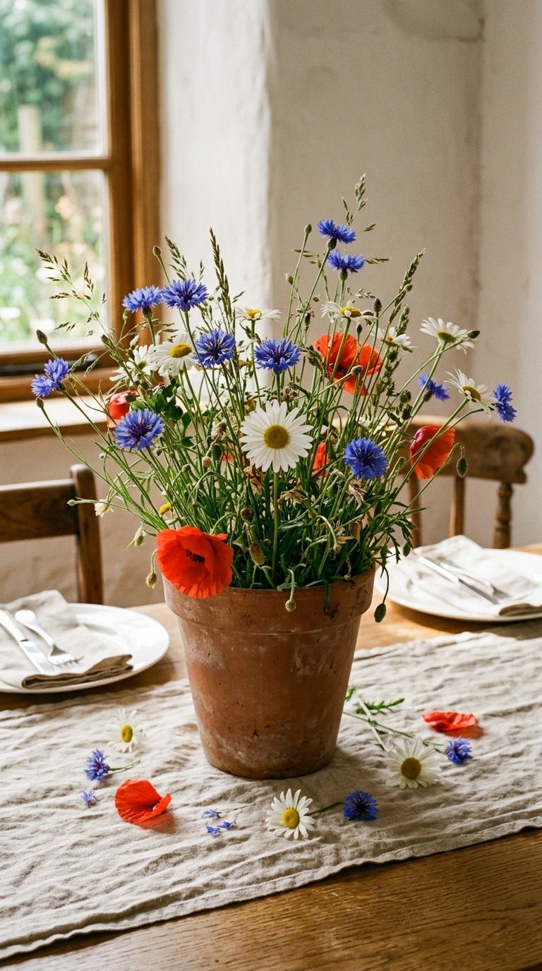 Arrange a Wildflower Centerpiece in a Terracotta Pot