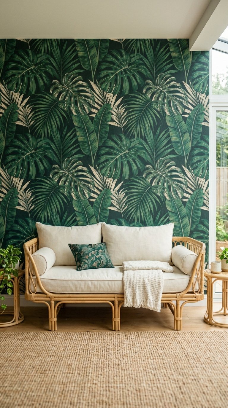 Botanical Wallpaper or Removable Mural on One Wall