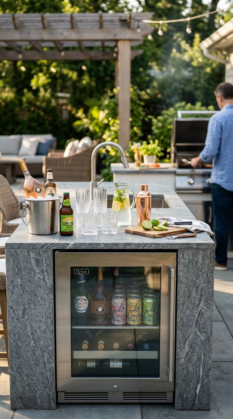 Build a Beverage Station With a Built-In Outdoor Fridge