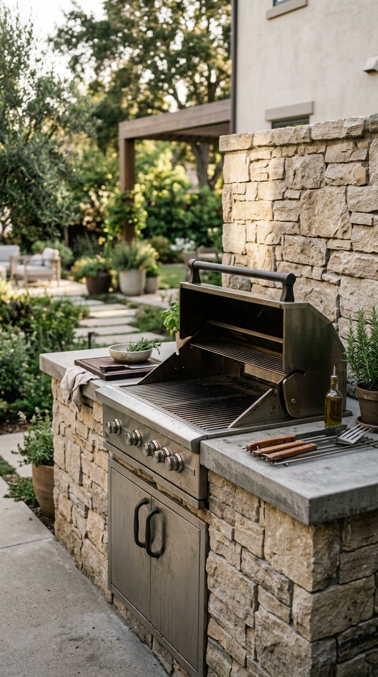 Build a Built-In Grill Station With a Stone Surround