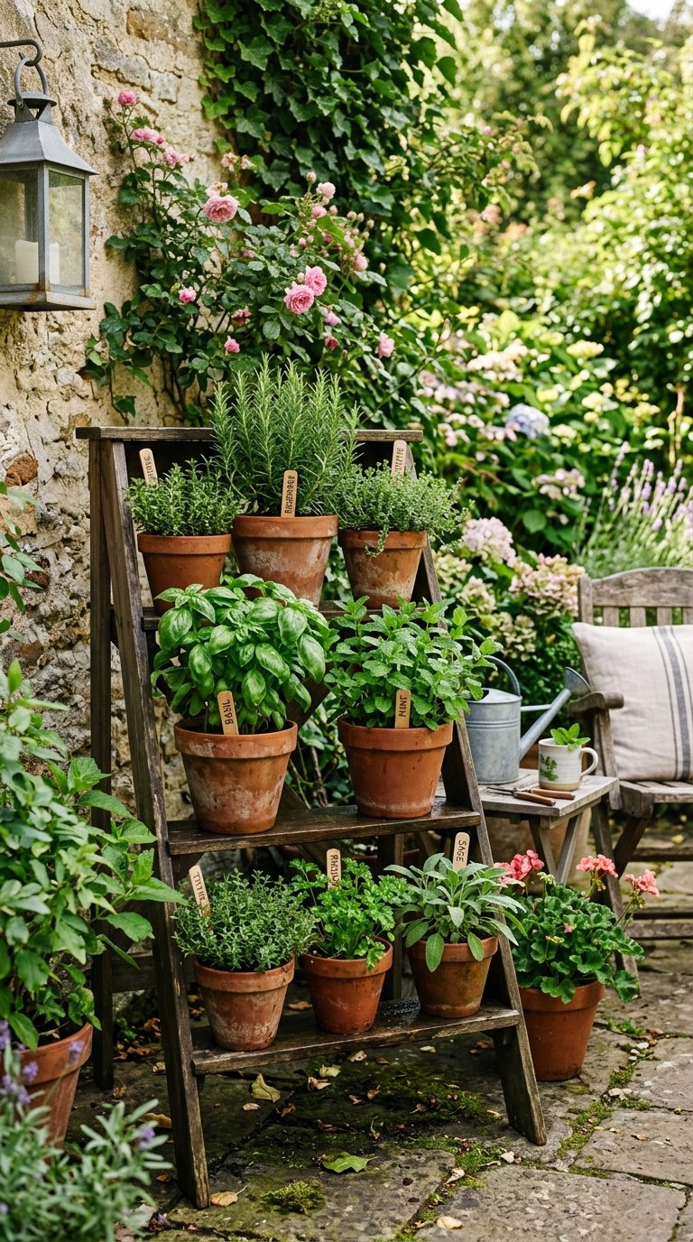 Build a Corner Herb Garden in Tiered Planters