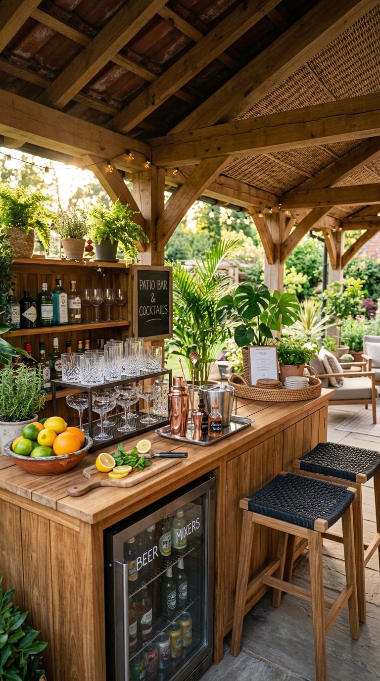 Build a Covered Patio Bar With a Mini Fridge