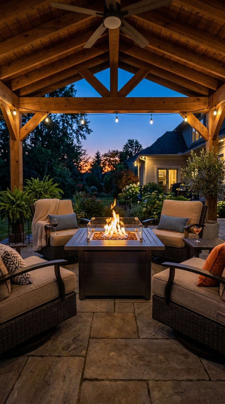 Build a Fire Pit Area Within the Covered Patio