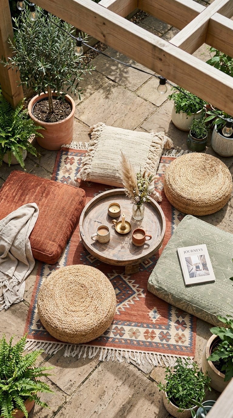  Build a Low Seating Area With Floor Cushions and Poufs