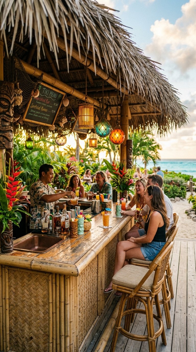 Build a Tiki Bar Style Outdoor Kitchen