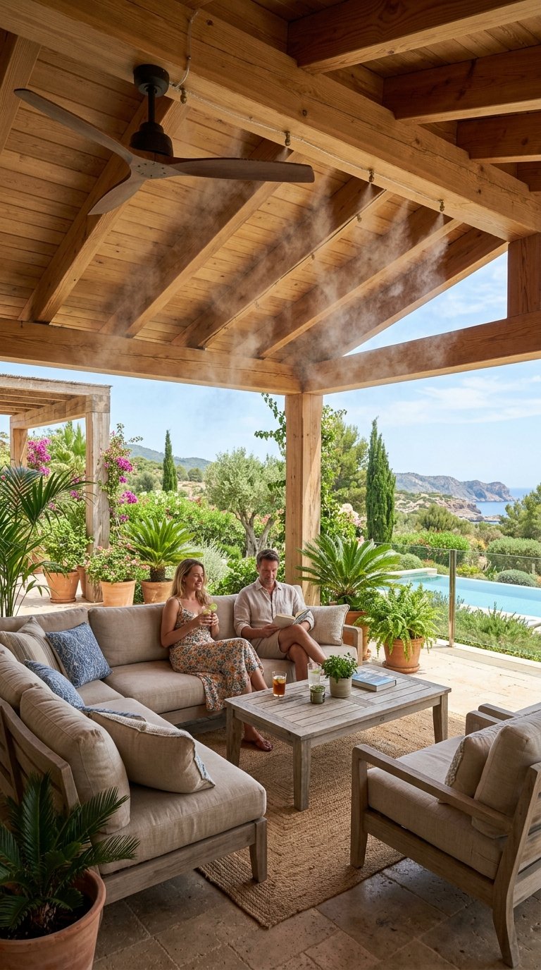 Ceiling-Mounted Misting System for Hot Climates