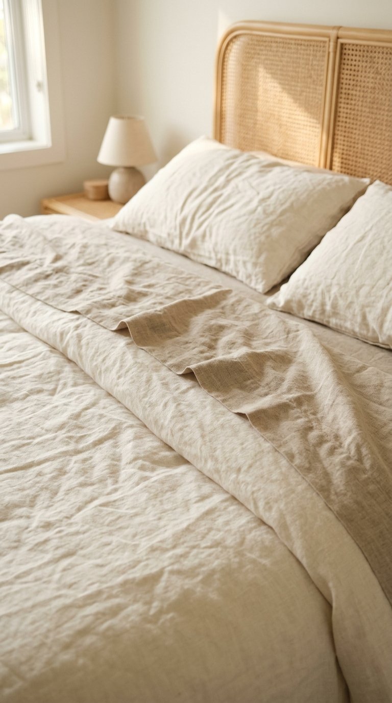 Choose Linen Bedding in Cream or Oatmeal