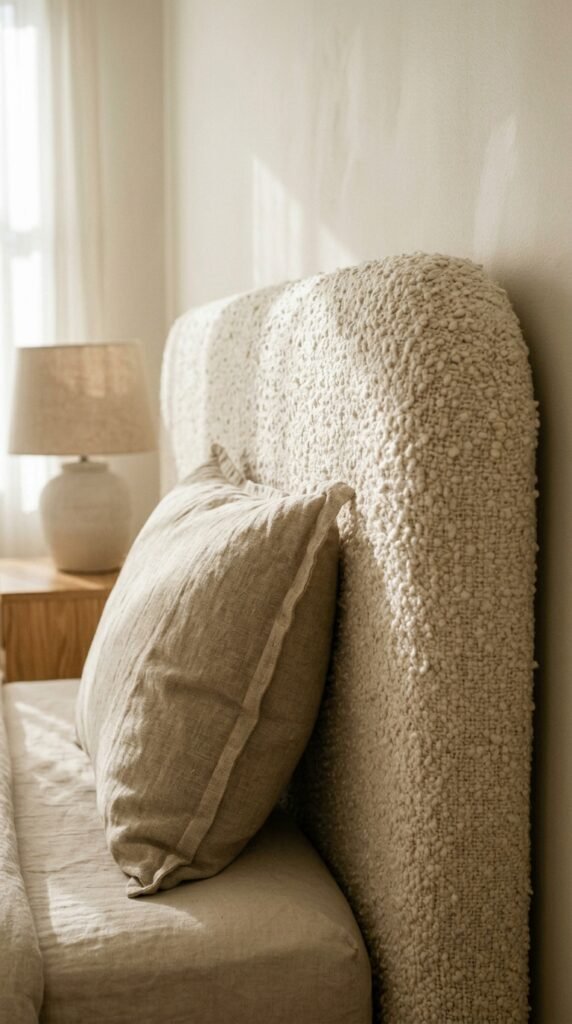 Choose a Headboard Upholstered in Bouclé or Textured Linen