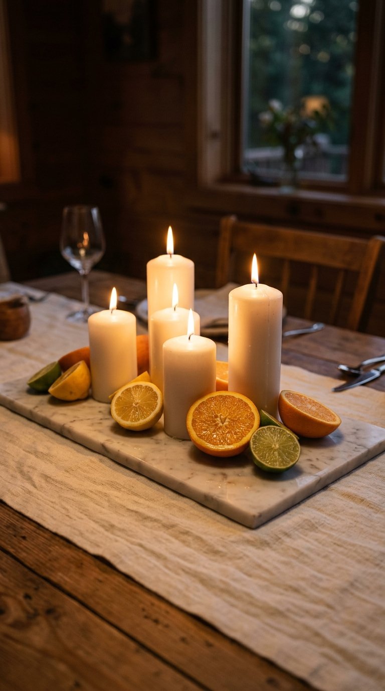 Citrus Fruit and Candle Combination