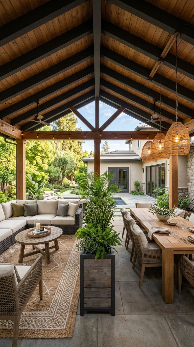 Covered Patio Into Two Distinct Areas