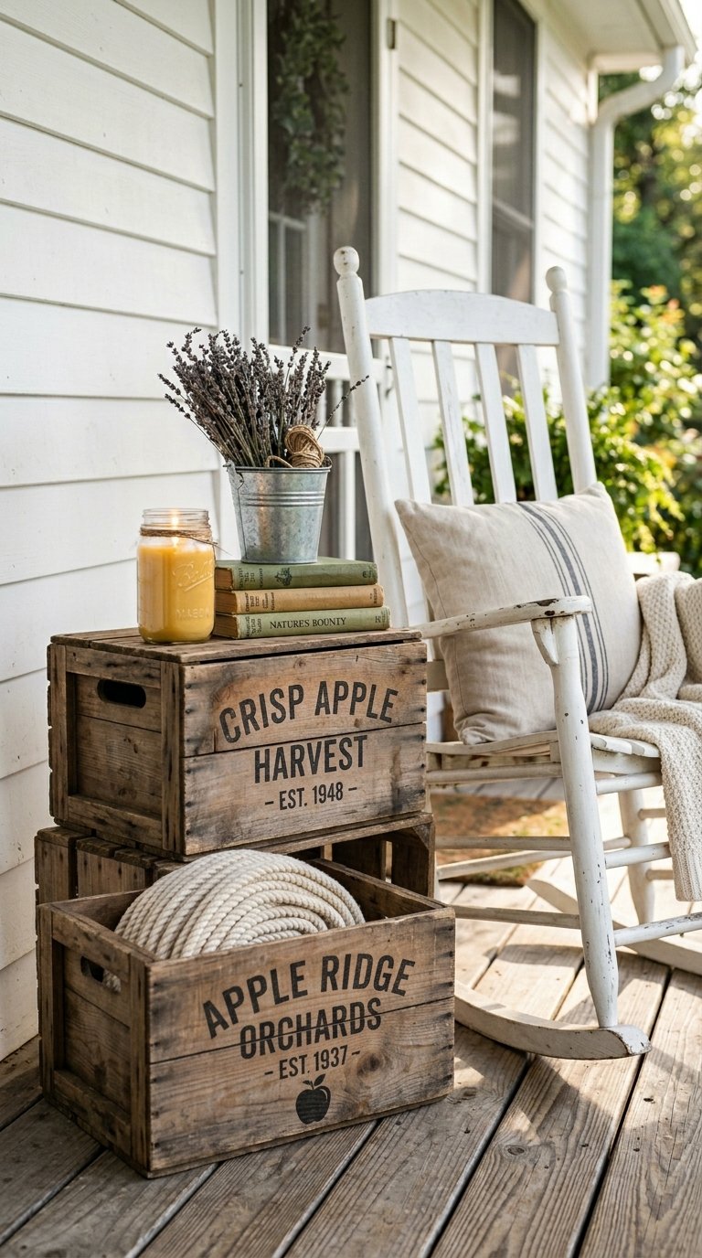 Decorate With Wooden Crates and Bushel Baskets