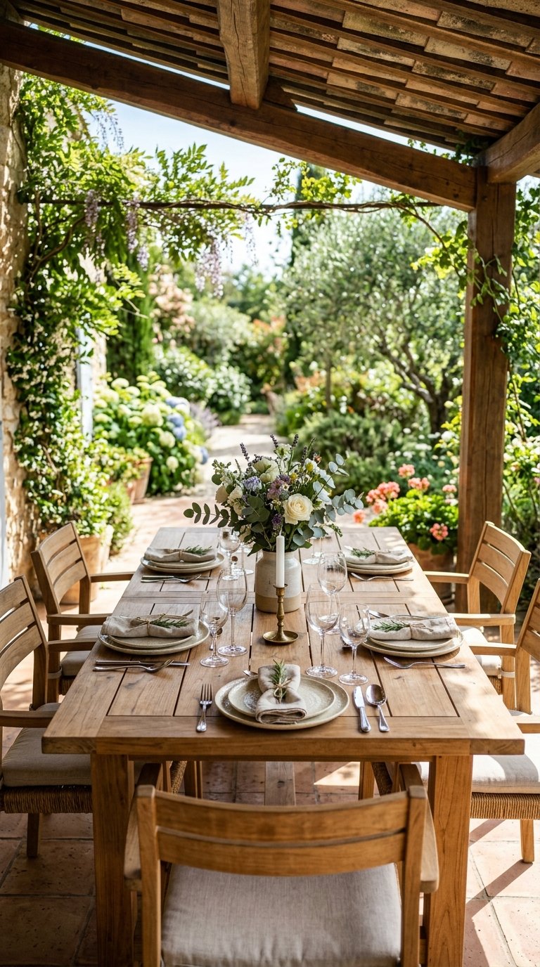 Dining Area With a Weather-Resistant Table Set
