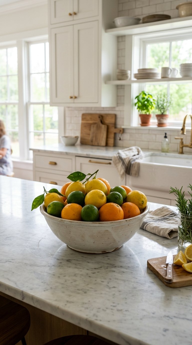 Display a Bowl of Fresh or Faux Citrus