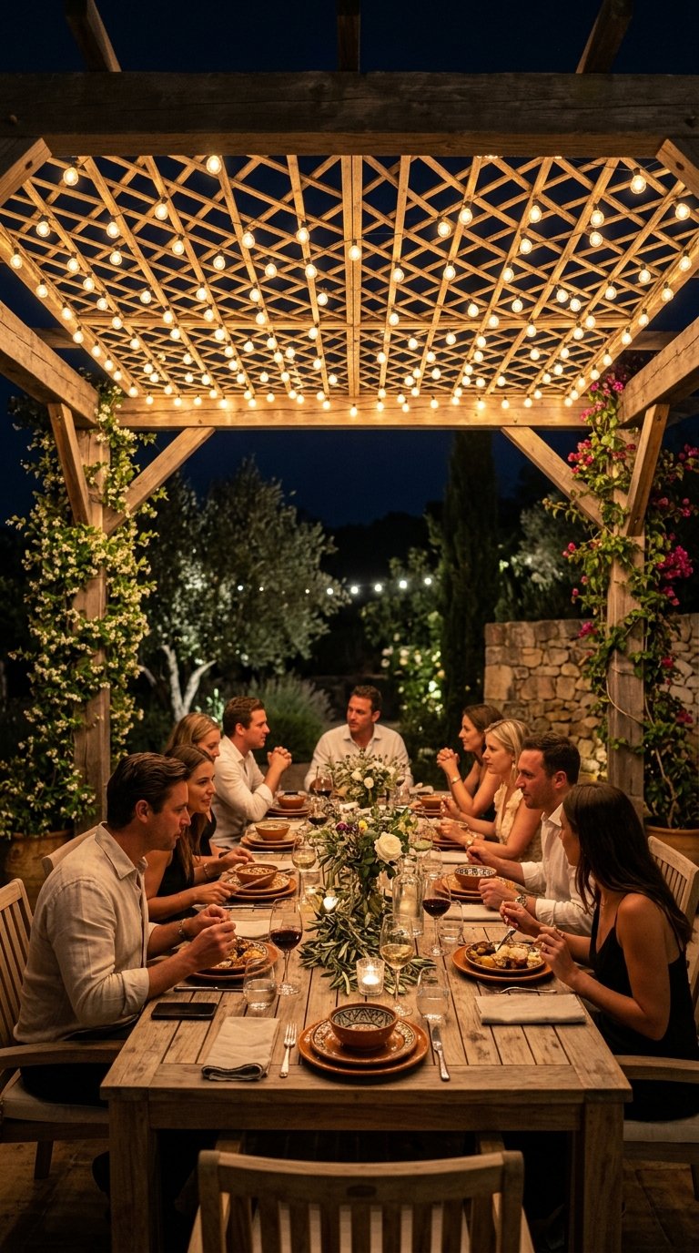 Drape Lights Over an Outdoor Pergola